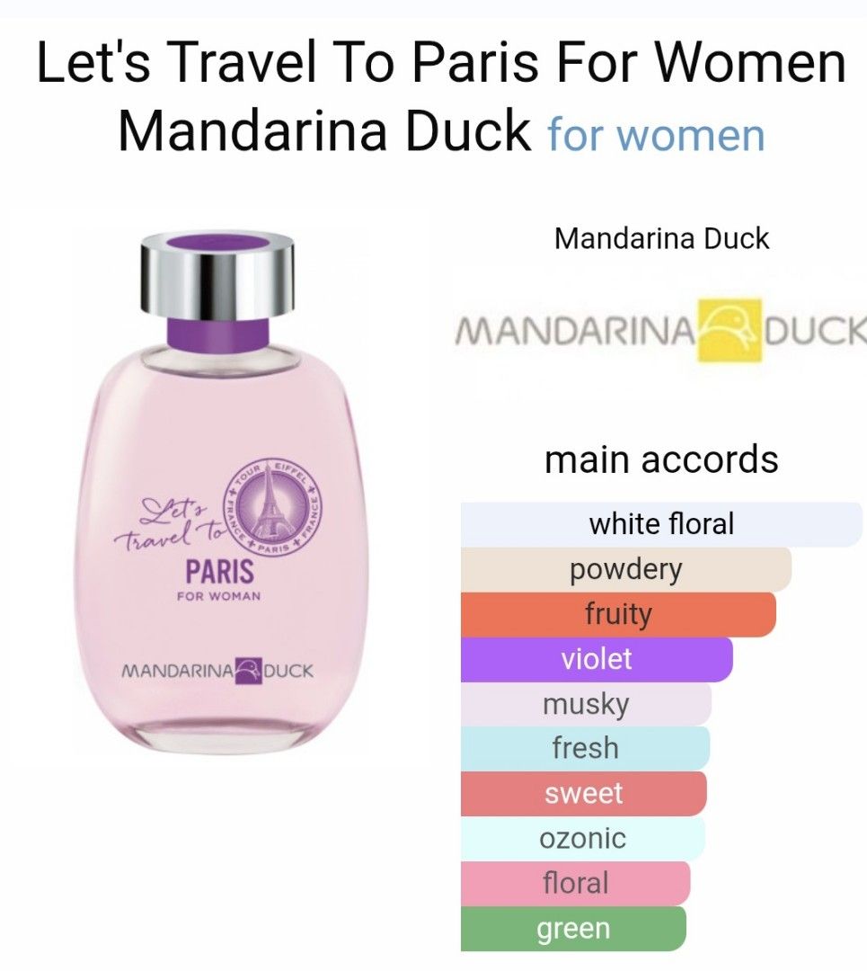 Mandarina Duck Perfumes (Italy) (Category: Fragrance & Deodorants) located in Bulacan. Submitted by ditchandswitch (Listing ID 1372101785, Image 3). Description: Mandarina Duck Perfumes 700 each Miami For Him Paris for Him Miami For Her Paris for Her grabe bango ng mga to and value for money!.