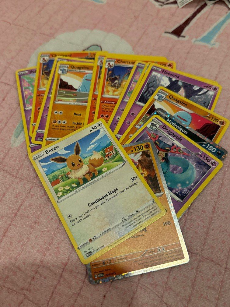 MCDO 2025 pokemon cards (Category: Raw Singles) located in Makati City. Submitted by alohaaaaaaaa123 (Listing ID 1372091139, Image 1). Description: Quagsire 3pcs - 20 each Jiggly puff 2pcs - 20 each Hatenna 2 pcs - 20 each Dragapilt - 20 each Eeve - 20 each Koraidon - 50 each Hydreigon - 50 each.