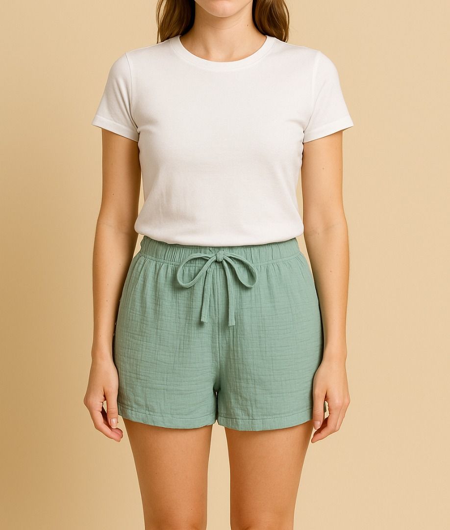 Shein Stylish Linen Green Shorts (Category: Shorts) located in Manila. Submitted by jamsnts (Listing ID 1372217451, Image 2). Description: 💟 🚚 FREE SHIPPING NATIONWIDE 🇵🇭 💟 💯 Brand new clothes, below retail price 💟 Size: XS 💟 Full product measurements seen on the last photo 💟 Actual color may vary slightly due to lighting 💟 Due to manual measurement, please allow a difference of 1-3cm 💟 Price above is final and non-negotiable 💟 MOP: B