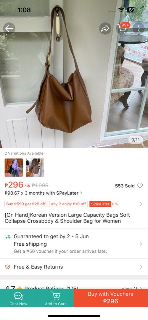 Korean Shoulder and crossbody bag (Category: Shoulder Bags) located in Calamba. Submitted by graaaciaaa (Listing ID 1372131245, Image 3). Description: Brown bag - Can be used as shoulder bag or crossbody bag Bought from Shop*e See phot for Other descriptions .