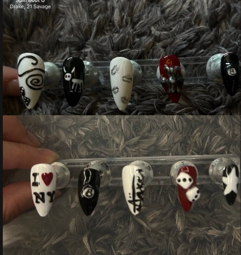 stussy x drake nails custom xmm handmade press on, Beauty & Personal ...