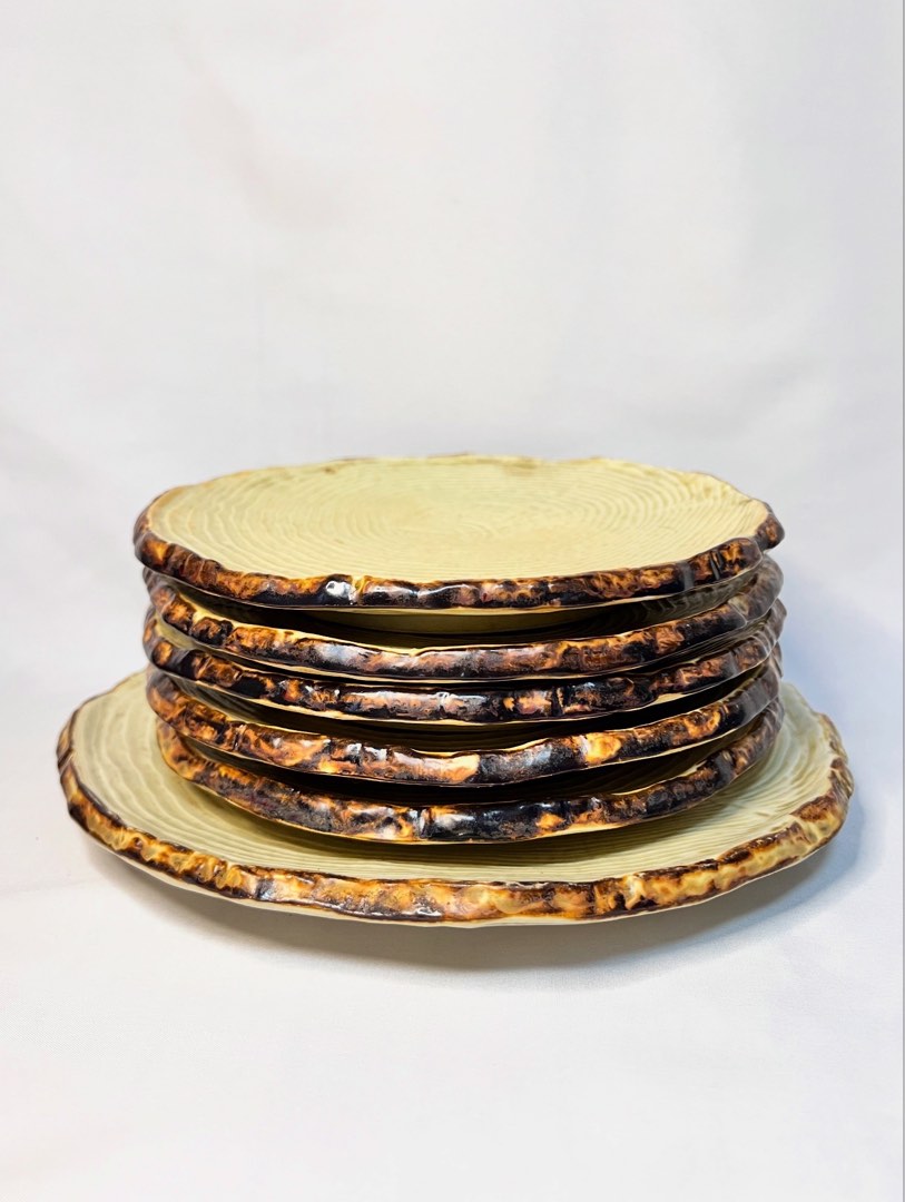 Take all Stoneware Wood Chop Design Pasta Dessert Plates, Furniture ...