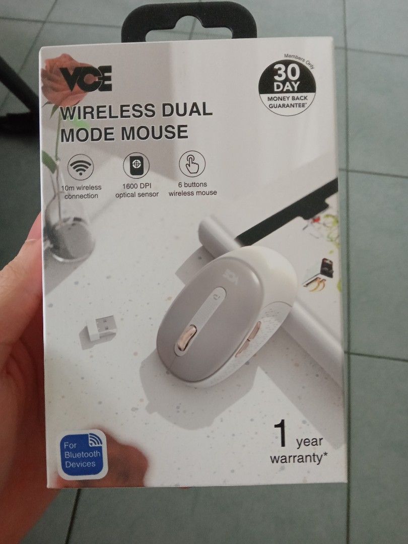 VCE VE Wireless Dual Mode Mouse (Category: Mouse & Mousepads) located in Singapore. Submitted by gamifythings (Listing ID 1372142255, Image 1). Description: BRAND NEW Wireless Mouse (Worth about $40+) 1 Year Warranty inside box.