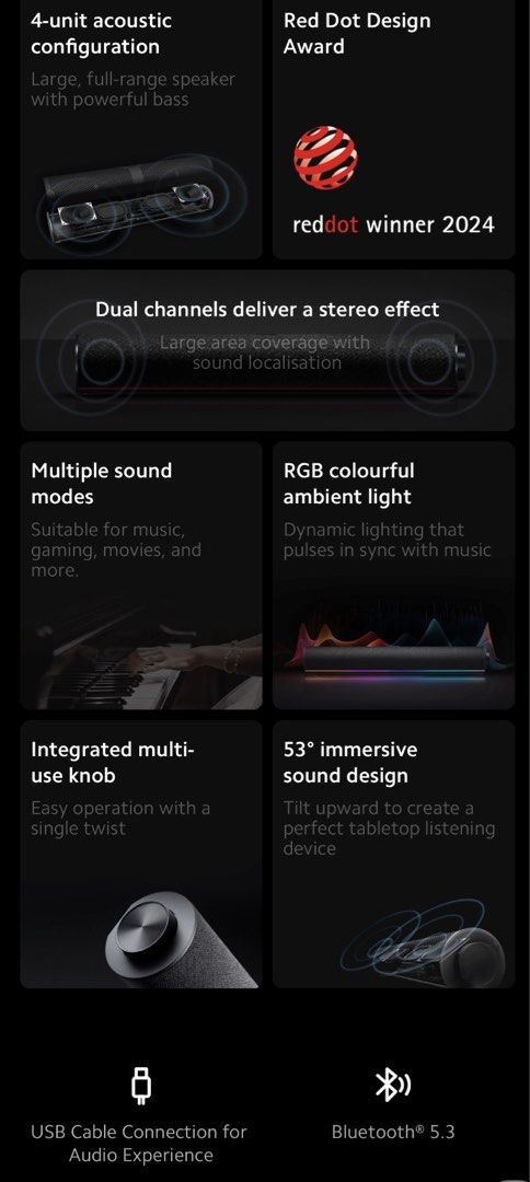 Xiaomi Desktop Speaker (Category: Soundbars, Speakers & Amplifiers) located in Singapore. Submitted by uhohspace (Listing ID 1372148140, Image 2). Description: ✅ 100% authentic Xiaomi — or full refund guaranteed ✅ Clear, rich stereo sound with deep bass ✅ Sleek minimalist design — perfect for desks, shelves, or bedside 📦 Brand new, sealed box 🚚 Free delivery (Estimated: 2 Weeks) 💬 DM to order or ask questions!.