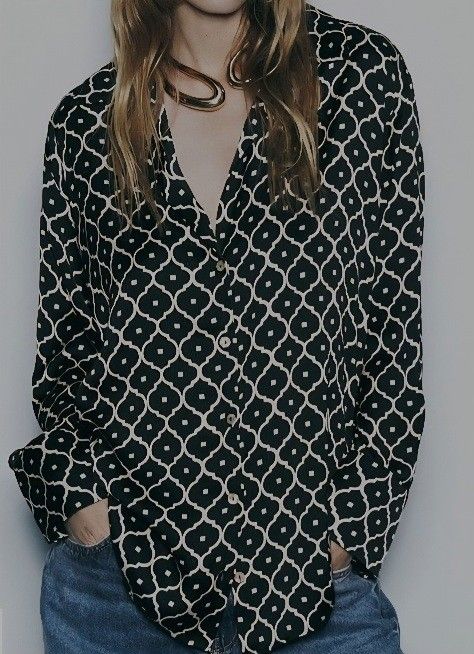 ZARA satin printed shirt (Category: Shirts) located in Makati City. Submitted by worn2work_treasures (Listing ID 1368297896, Image 3). Description: Length - 27 inches Width -19 inches Shoulder to shoulder width - 16inches Arms - 7 inches Please note that sizes for Zara varies depending on the country where it was made. I noticed that in the other printed shirt, it was Small for Turkey but for made in Cambodia shirt, its XS. Also the Square symbol