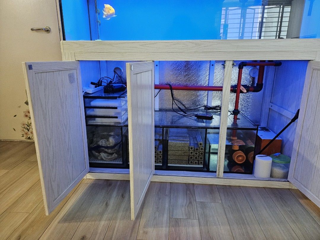 5 feet fish tank with aluminium cabinet and full filter system5 feet fish tank with aluminium cabinet and full filter system (Category: Health & Grooming) located in Singapore. Submitted by alvintan2417 (Listing ID 1367156517, Image 3). Description: 5 feet by 2feet by 2feet fish tank with aluminium cabinet and full filter system without media, heater, 2 lighting Use for 1 year currently not feeding fish anymore plan to sell away. Item purchase wi