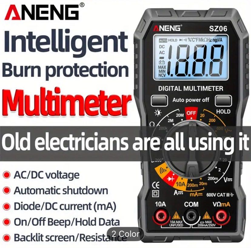 ANENG SZ06 2000 Count Smart Digital Multimeter AC/DC Voltage Meter DC Current Ohm Tester Electric Tools Measuring Device (Category: Construction Tools & Equipment) located in Cabuyao City. Submitted by nicoleecloset (Listing ID 1367104813, Image 2). Description: ANENG SZ06 2000 Count Smart Digital Multimeter AC/DC Voltage Meter DC Current Ohm Tester Electric Tools Measuring Device.