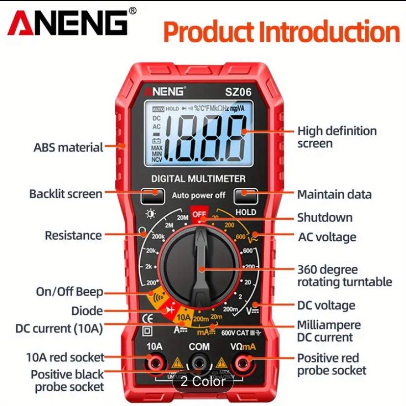 ANENG SZ06 2000 Count Smart Digital Multimeter AC/DC Voltage Meter DC Current Ohm Tester Electric Tools Measuring Device (Category: Construction Tools & Equipment) located in Cabuyao City. Submitted by nicoleecloset (Listing ID 1367104813, Image 1). Description: ANENG SZ06 2000 Count Smart Digital Multimeter AC/DC Voltage Meter DC Current Ohm Tester Electric Tools Measuring Device.