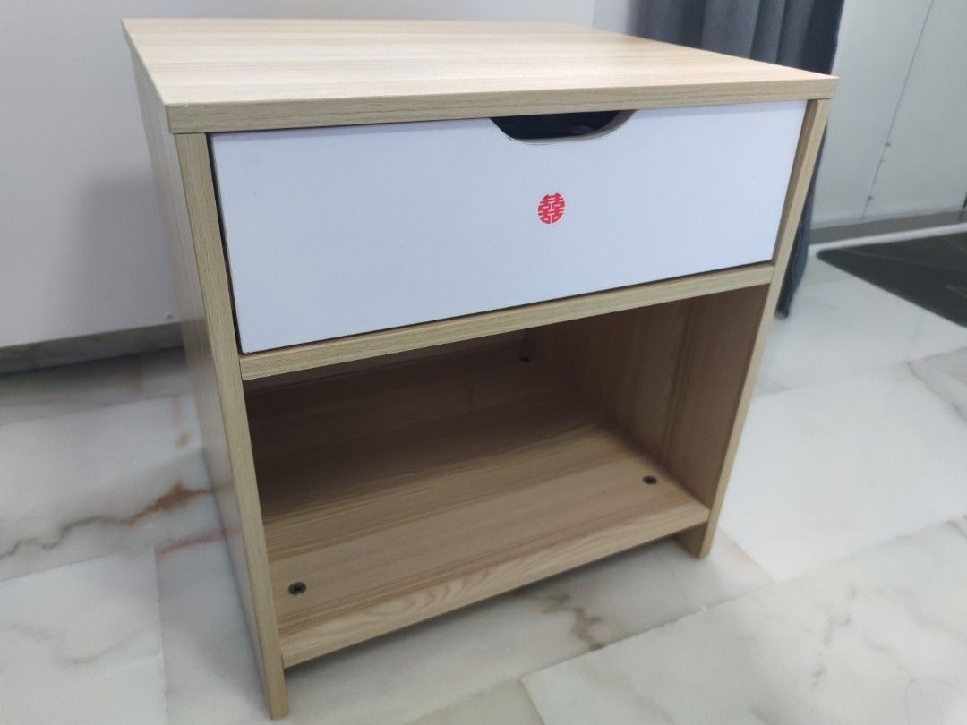 Bedside Table (Category: Tables & Sets) located in Singapore. Submitted by benedict80 (Listing ID 1367229497, Image 1). Description: 48 cm length * 42 cm depth * 50 cm height new with no flaws one drawer.