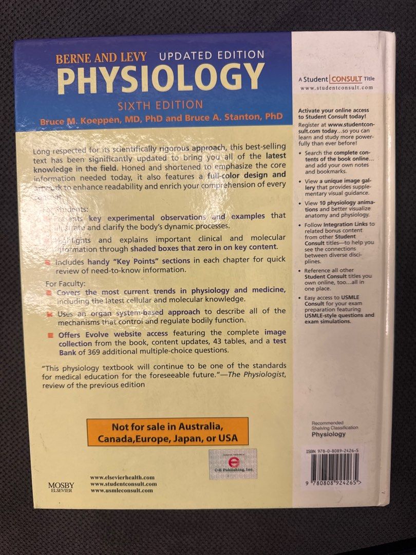 Berne & Levy Physiology 6th ed (Category: Textbooks) located in Manila. Submitted by reecha99736913 (Listing ID 1367221225, Image 3). Description: .