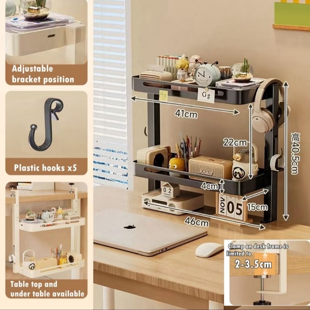 Desk Shelf Organizer | Office Table Storage | Study Table Clamp Rack ...