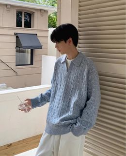 KR寬鬆假兩件藍色冷衫64234489462915110