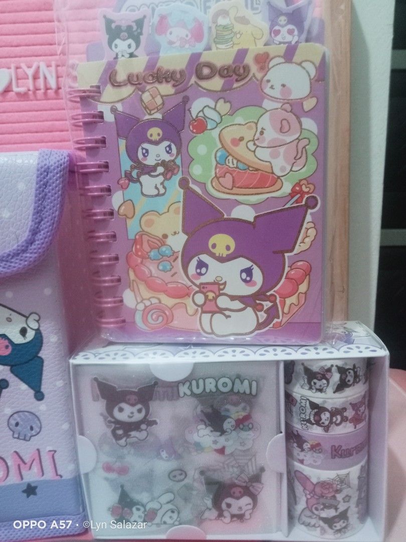 Kuromi gift set (Category: Stationery & School Supplies) located in Manila. Submitted by kawaiiSan (Listing ID 1367276057, Image 3). Description: kuromi gift set foldable organizer small notebook stickers and washitapes set 350.