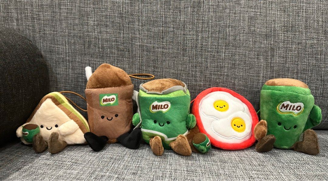 LAST PRICE DROP Milo Gem Biscuit, Bun, Full Set of Breakfast Party Plush Toys (Category: Toys & Games) located in Singapore. Submitted by colettesim (Listing ID 1367248013, Image 2). Description: Brand new, carefully displayed after opening. Selling as a SET only, not individually, thank you. Do not have packaging as I intended to keep for myself, but will sell at a fair-to-me price :) .