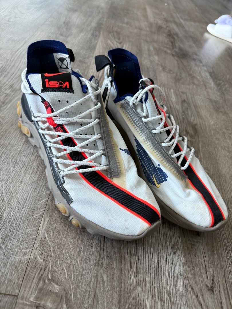 Nike ISPA React size US10 Summit White/royal blue (Category: Sneakers) located in Taguig. Submitted by hubert_go (Listing ID 1367112732, Image 1). Description: Slightly used 100% authentic No box WYSIWYG BGC or Manila Pickup Gcash Payment.