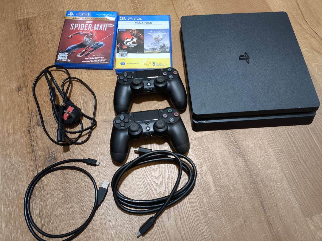 PS4 Slim full set + 3 games, Video Gaming, Video Game Consoles ...