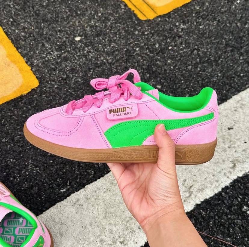 Puma Palermo Pink Delight Green, Women's Fashion, Footwear, Sneakers on