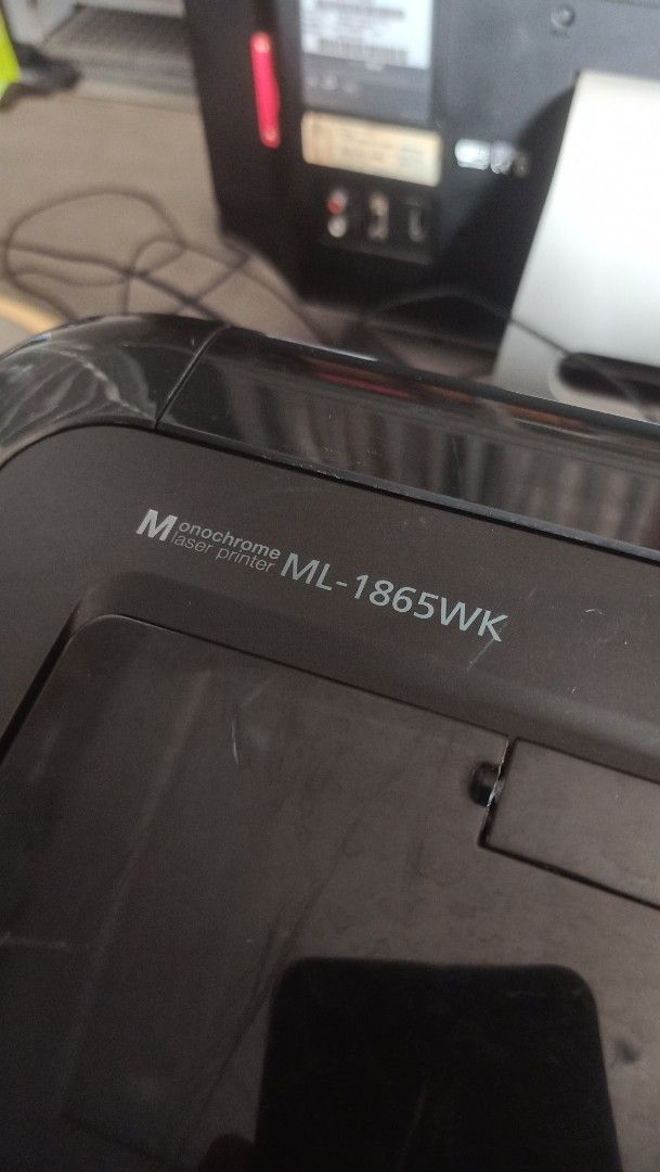 Samsung Black Lazer Printer (Category: Printers, Scanners & Copiers) located in Bulacan. Submitted by mysticdeer.6d7f47 (Listing ID 1367117226, Image 2). Description: Samsung Laser Printer Model ML-1865WK Toner MLT - D1048/D104X Issue: Need to replace toner.