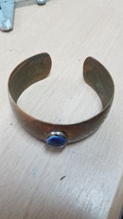đđ Vintage Lapis Lazuli Red Copper Carved Bangle64222391350657110