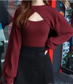 neverspring Korean wine red knit top for Chinese New Year, visiting relatives, Christmas64241971510787110