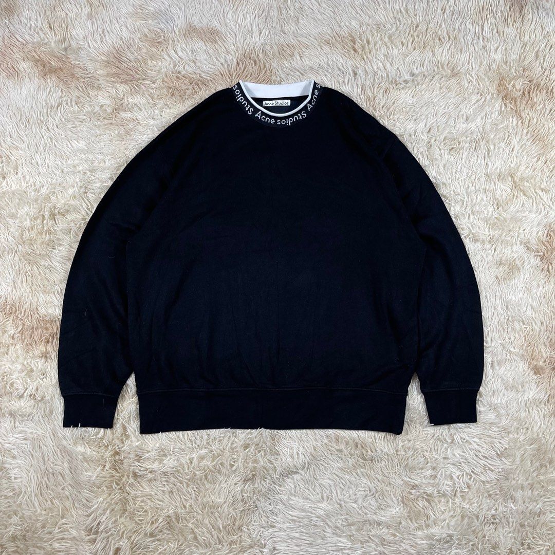 Acne Studios Sweatshirt, Logo Rib Neck, Oversized Crew Neck (Category: Luxury Apparel) located in Cavite. Submitted by grazyluxe (Listing ID 1367389363, Image 2). Description: Acne Studios Sweatshirt, Logo Rib Neck, Oversized Crew Neck Details: - Verygood Condition - 9/10 Overall Usage - Black , Cotton , Viscose , Bomull - Stretchy Size: L On Tags *Flat Measurements : - Chest: 27 inches - Shoulder: 23 inches - Sleeve Length: 34 inches - Length: 3