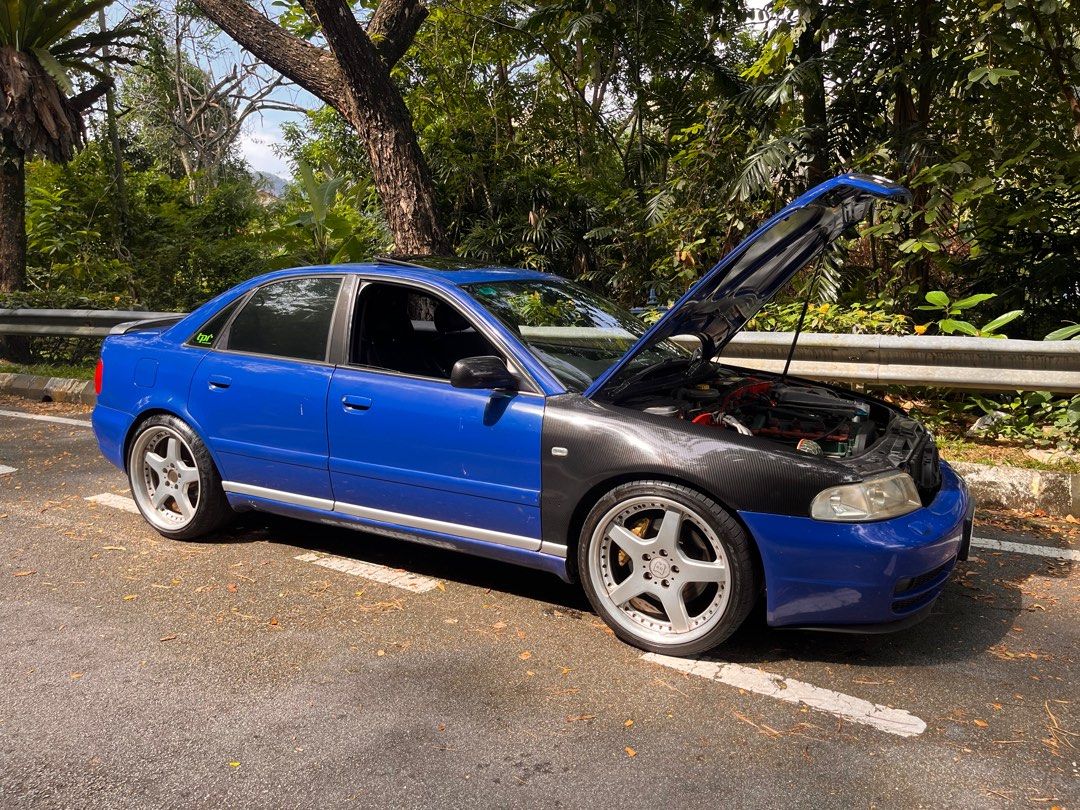 Audi A4 E (Category: Cars for Sale) located in Kuala Lumpur. Submitted by cannondalelefty (Listing ID 1367314839, Image 1). Description: Wana Sell My Beloved Audi A4 B5 1.8t Manual -Complete Set Upper & Lower Arm Left And Right(8Pieces) -Audi R8 coil plug -New Belting -Performance Intake VR -Complete s4 exterior including Bumper -S4 sunroof(rare) 2Step -Amg Brabus 19in Male Female -tyre Front & Back 80% -Aftermarket Oil Cooler -New Gearbox Mounti