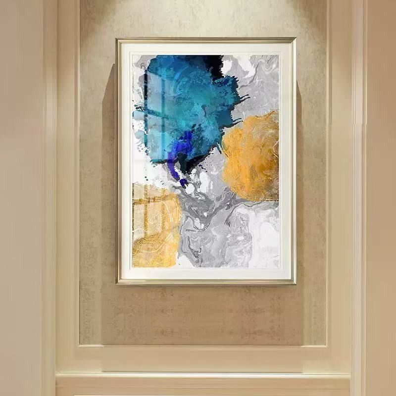 Best Design HandPainted Oil Painting Green Blue Grey Textured Vertical