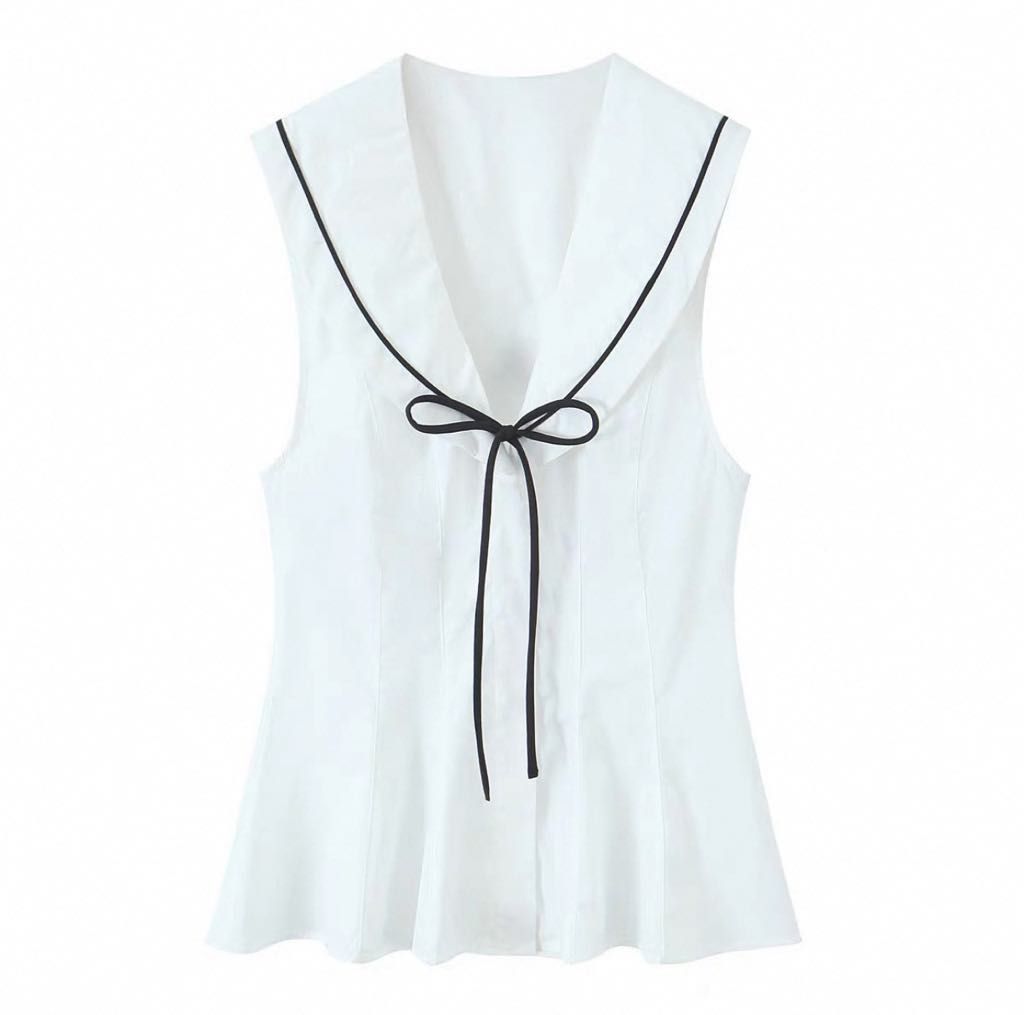 Coquette Sailor V-neck Blouse with Black Bow (Category: Blouses) located in Manila. Submitted by applepieph (Listing ID 1367405318, Image 1). Description: -from taobao -brand new -100% polyester -rfs: wrong size dimensions: 86 x 40 x 63.