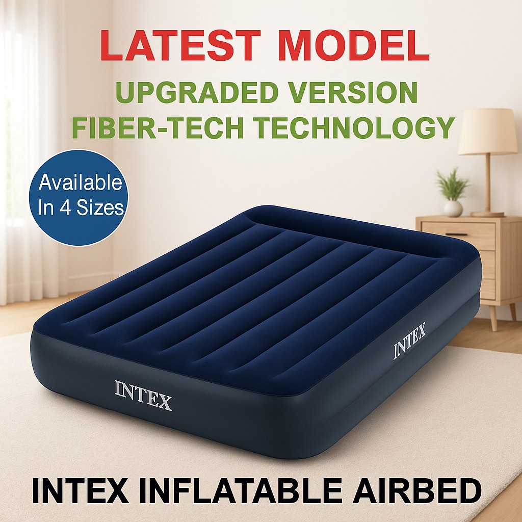 [FREE PUMP] Intex Inflatable Airbed Mattress | Upgraded Fiber-Tech Blow ...
