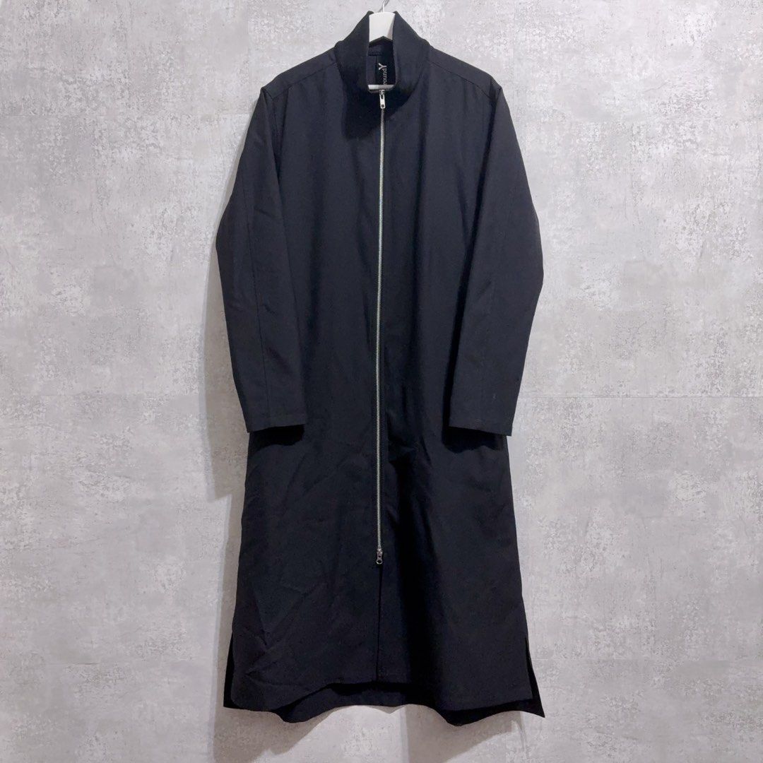 ジャケット・アウター groundY ZIPUP STANDING COLLAR LONG SHIRT GROUND Y WOOL POLYESTER GABARDINE ZIP-UP STANDING COLLAR