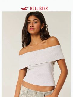 Hollister 灰色 一字肩 短top64206168569219110