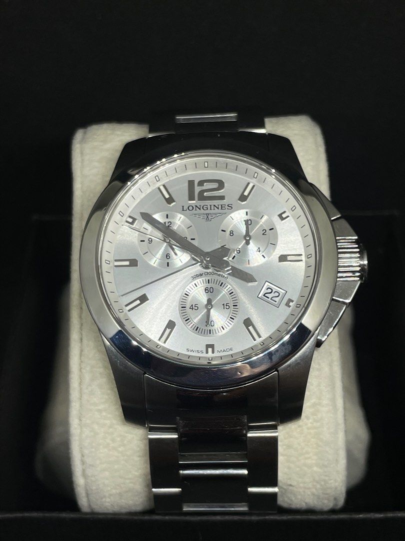 Longines Conquest Chronograph Quartz Unit with Original Box (Category: Luxury Watches) located in Quezon City. Submitted by watchandgrind.ph (Listing ID 1367362672, Image 1). Description: FS(FOR SALE)/FT/(FOR TRADE)/For Lay Away If cash(PRICE IS NEGOTIABLE) *Open for authentication. Lay Away Terms: 1 month to pay, asking price. 2 or more months, minimal amount will be added. *You can claim the item upon full payment. PM me for more details. .