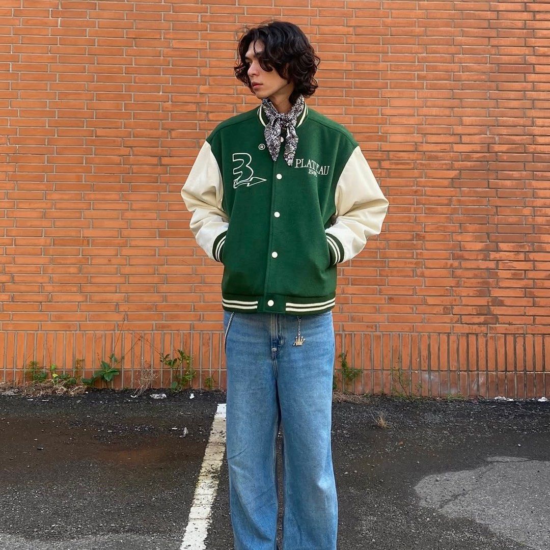 plateau studio 1989 stadium jacket 羊毛皮革拼接棒球外套, 他