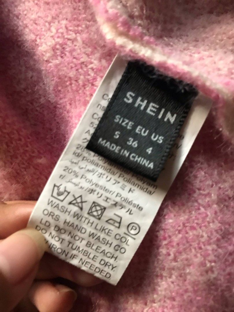 shein heart pink cardigan (Category: Coats, Jackets and Outerwear) located in Davao. Submitted by vessoque (Listing ID 1367462776, Image 3). Description: shein heart pattern cardigan (pink) size: S.
