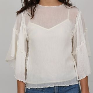 (Size: S, M, L) White Sheer Blouse - Sandro629767161528351121
