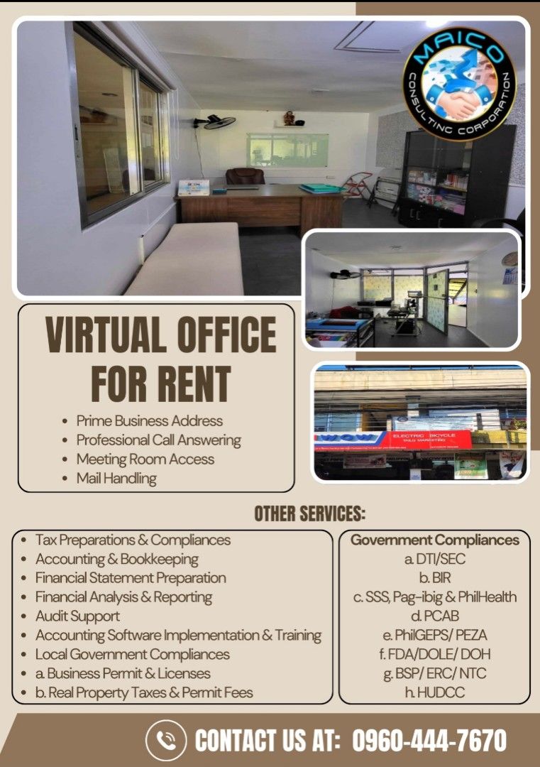 Virtual Office (Category: Commercial) located in Manila. Submitted by liza101081 (Listing ID 1303653487, Image 1). Description: Virtual Office for Rent.