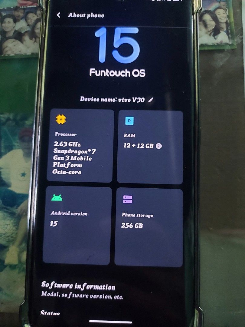 Vivo v30 5G (Category: Vivo) located in Quezon City. Submitted by uchiha11 (Listing ID 1367339508, Image 1). Description: Selling po may parating na new phone galing sa Kuya ko abroad message me if gusto niyo malinis and maingay po tayo sa gamit unit lng wala yung box kasi bigay lng sakin ito ng kuya ko din Nung emergency nawala cp ko Kaya I sell po 99 battery life Niya makikita niyo maingay po gumamit at super smooth.