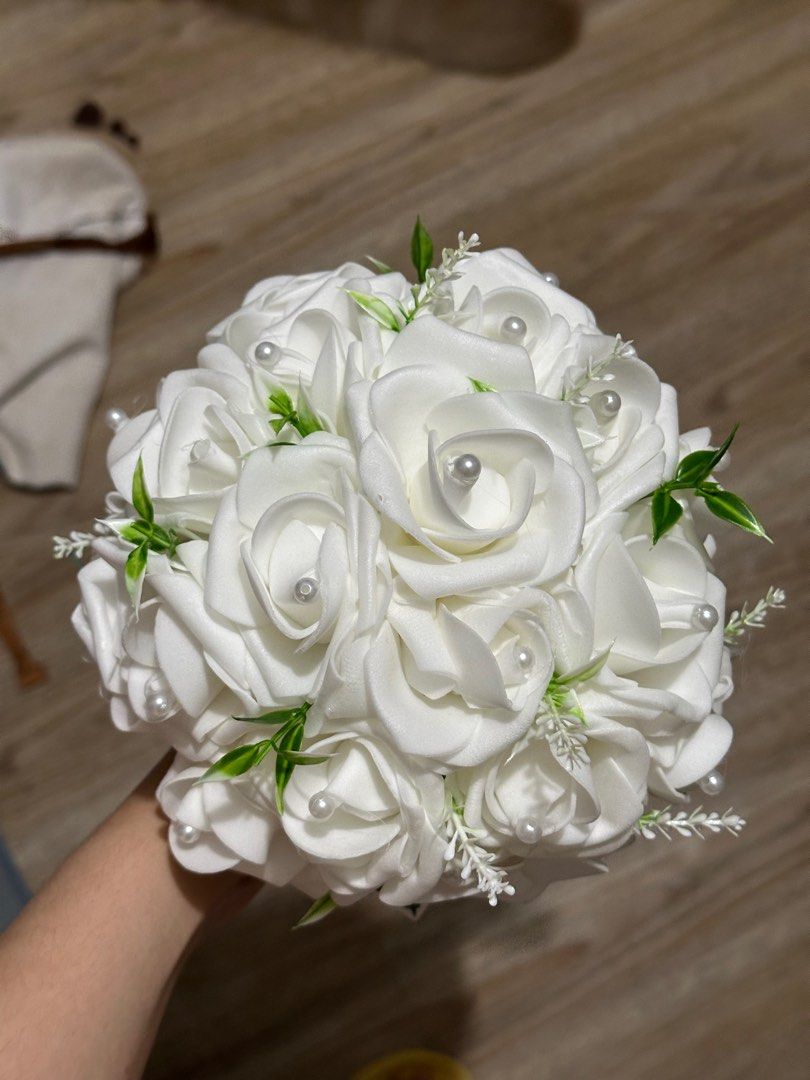 Wedding Bouquet for bride with corsage (Category: Flowers & Bouquets) located in Manila. Submitted by reinajean (Listing ID 1367325851, Image 3). Description: White color 7x8 inches Made in foam flower Very durable.