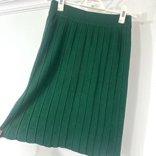 全場$25！復古綠色針織百摺半身裙 skirts 女裝高腰短裙 橡筋腰極大彈性629757745822731116