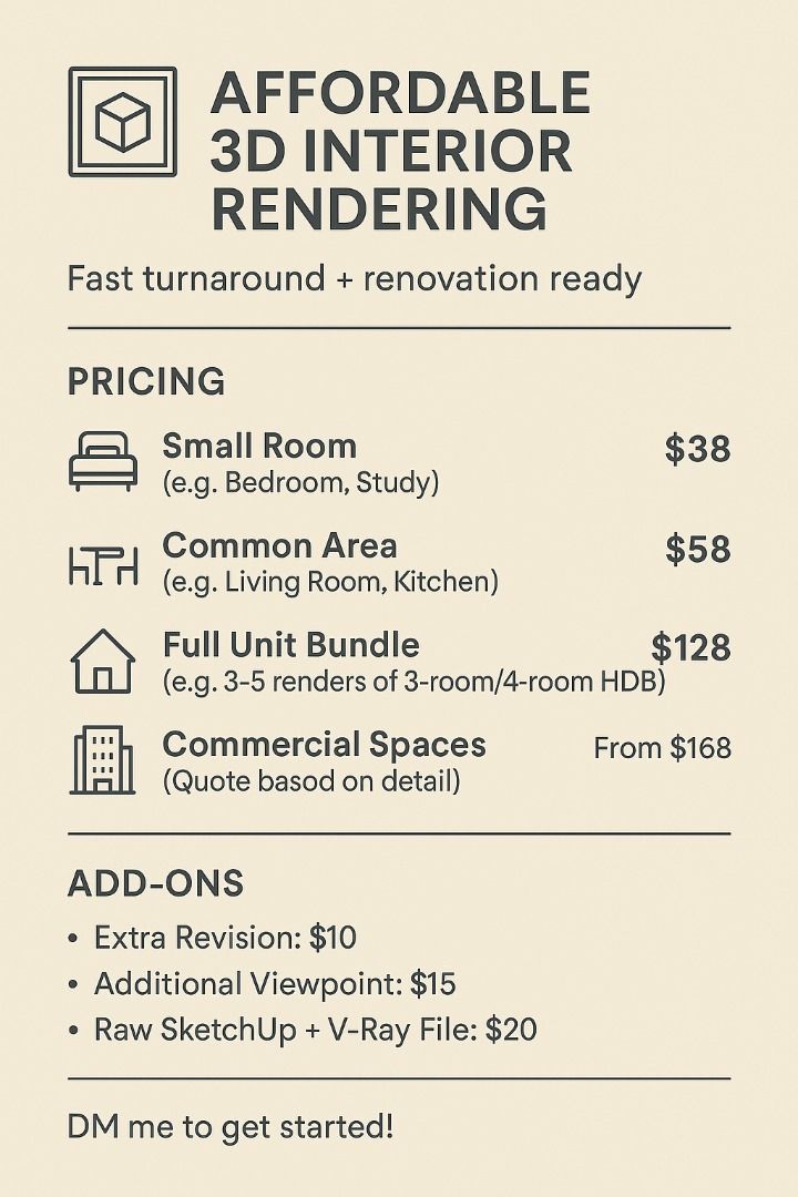 🖼️ Realistic 3D Interior Rendering | Fast Turnaround + Renovation Ready | From $38!628630754452511129