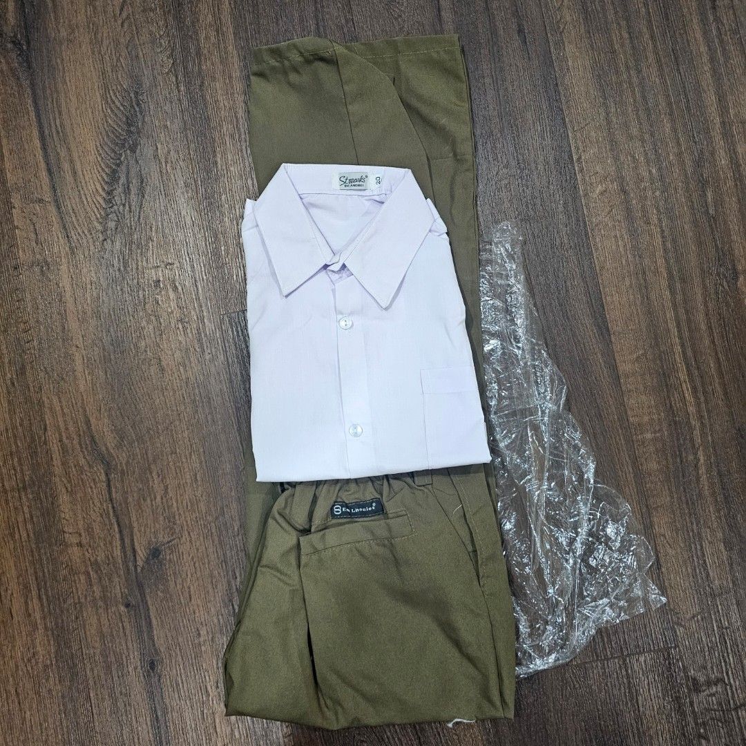 Boy school uniform (Category: Babies & Kids Fashion) located in San Juan City. Submitted by justc (Listing ID 1367614423, Image 1). Description: i bought it from orange app but the color is not the same shade as our school prescription. brand new. selling it as SET 300 i only have 1 set.