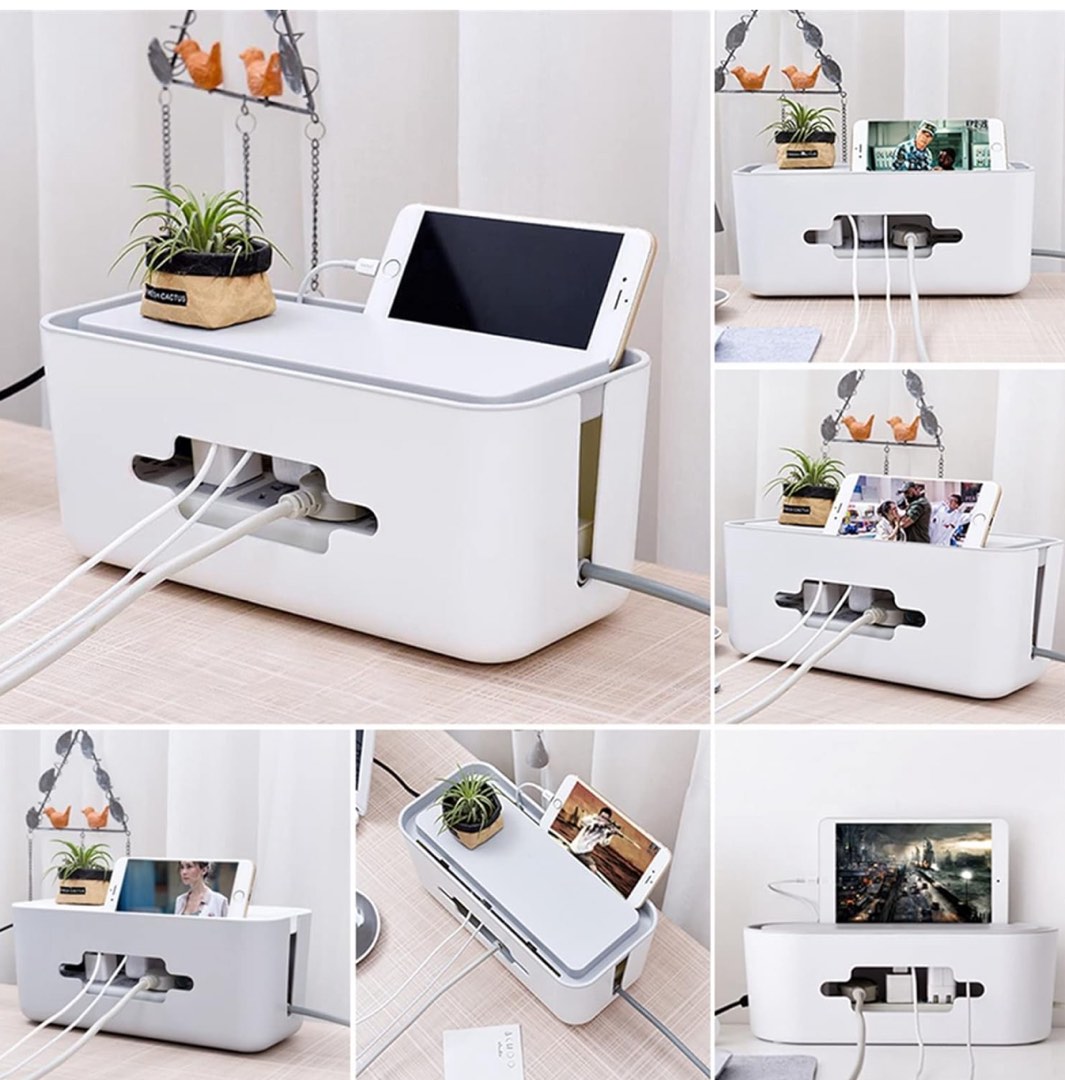 Cable Manager Storage Large Cable Management Storage Box Power Socket Case Holder Hollow Wire ...