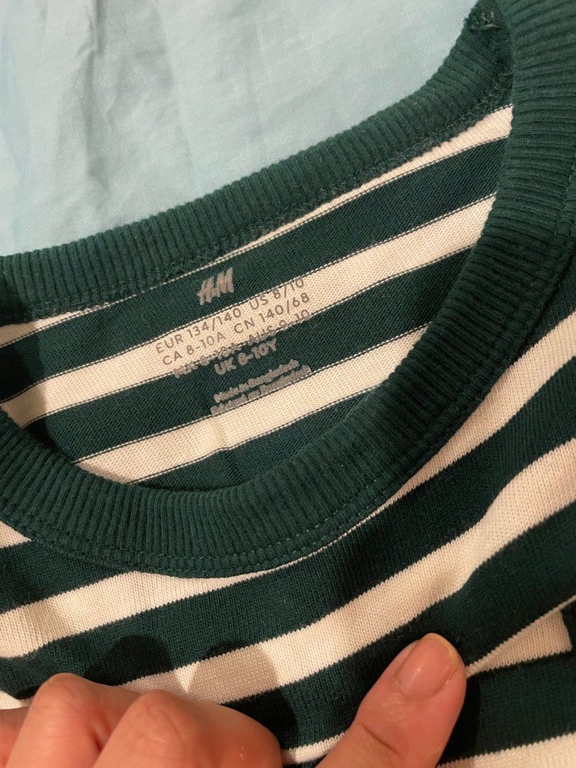 Cold weather OOTD (2 long sleeved tops) (Category: Babies & Kids Fashion) located in Paranaque City. Submitted by moedancing (Listing ID 1367625920, Image 2). Description: H&M (used once) striped long sleeves (very soft) Shein flannel plaid outer shirt (used once) .