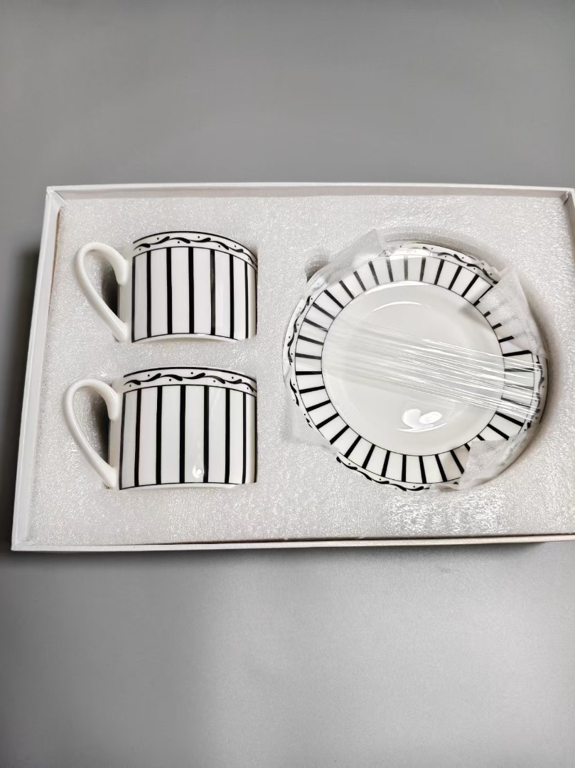 Dior black and white striped coffee cup and plate set,, Furniture ...