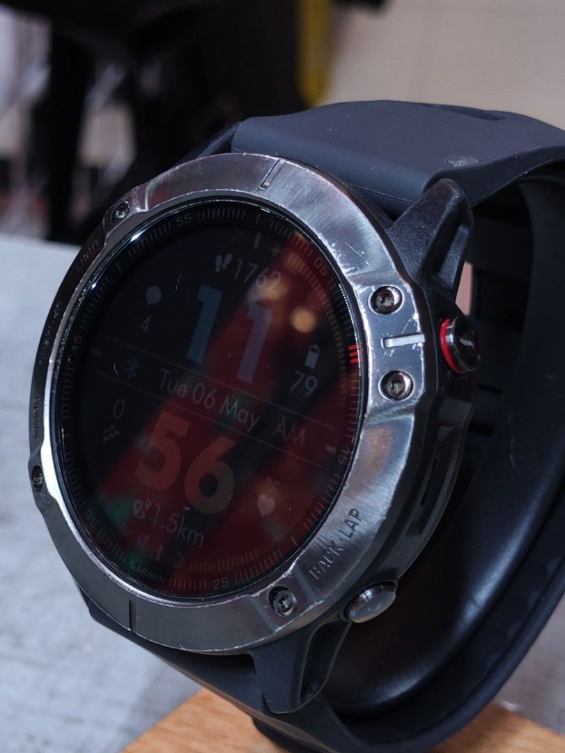 (Weekend Sale)Garmin Fenix 6X asia sapphire Multi Sport GPS Smart Watch (Category: Wearables & Smart Watches) located in Singapore. Submitted by chinatown_18 (Listing ID 1367518590, Image 3). Description: used item not for reservations pick up at shop First come first serve all function on watch in working order good battery sync with Garmin app comes with charging cable without box one month warranty on battery and functions.