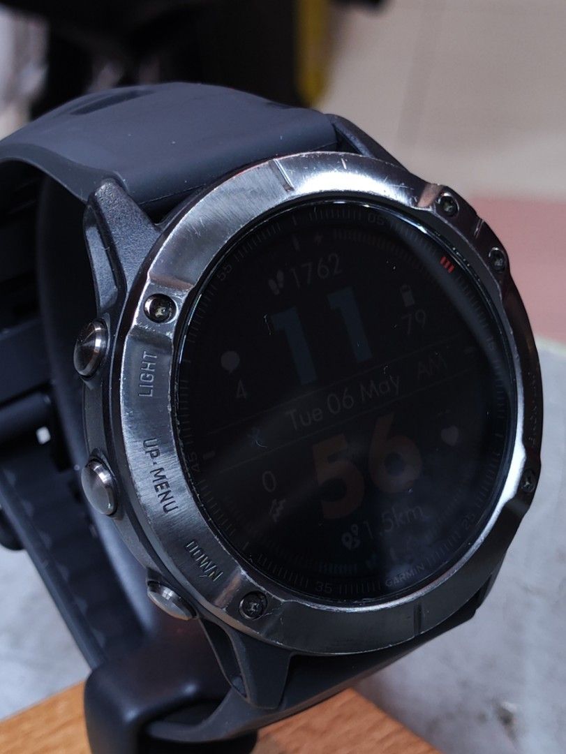 (Weekend Sale)Garmin Fenix 6X asia sapphire Multi Sport GPS Smart Watch (Category: Wearables & Smart Watches) located in Singapore. Submitted by chinatown_18 (Listing ID 1367518590, Image 2). Description: used item not for reservations pick up at shop First come first serve all function on watch in working order good battery sync with Garmin app comes with charging cable without box one month warranty on battery and functions.