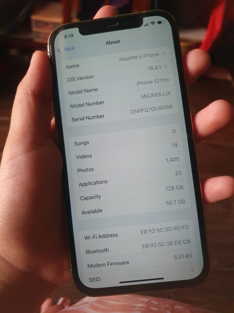 iPhone 12 Pro 128 GB (Category: iPhone 12 Series) located in Quezon City. Submitted by smashedpotatoesandfries (Listing ID 1367489111, Image 3). Description: Rush Sale! iPhone 12 Pro 128 GB FU * Factory Unlock (Any sim)✓ * 128GB✓ * Face ID✓ * Truetone✓ * 80% BH ✓ * No issue✓ INCLUSION: * Case✓ * Charger✓ Location: Payatas QC.