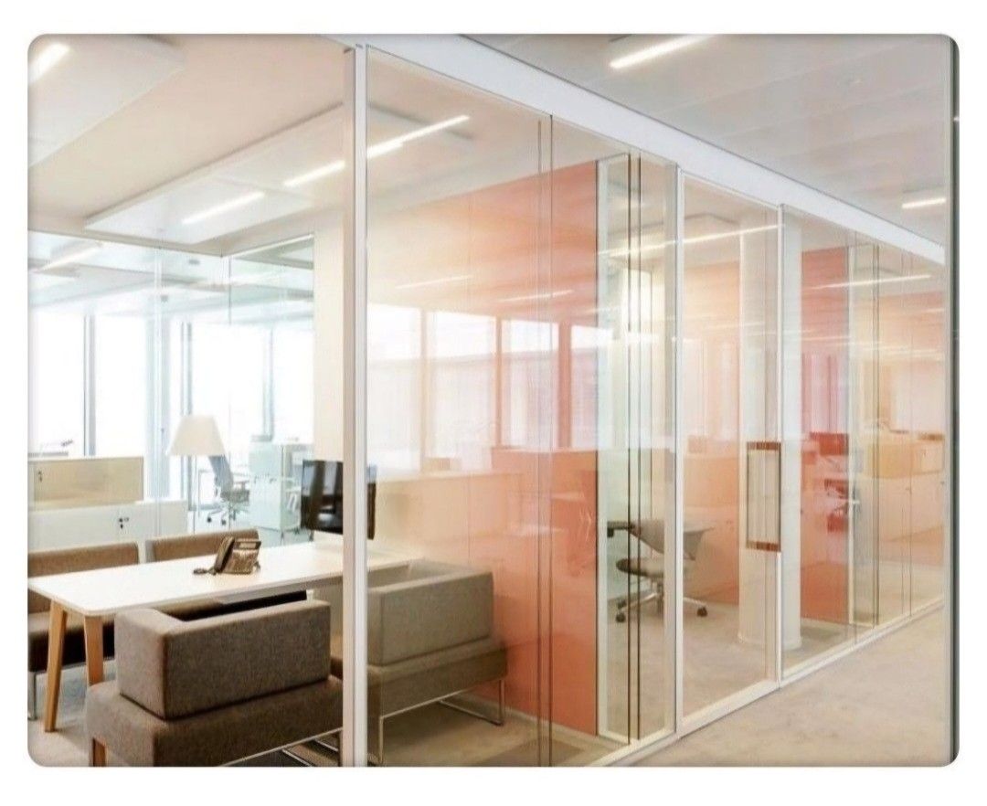 Office Partition Sliding Door Glass Wall Divider Fixed Panel Aluminium Framed Acrylic Glass Swing Door (Category: Aluminium Work) located in Singapore. Submitted by vincewindow (Listing ID 1367572478, Image 3). Description: For enquiries / quotations, 📞Call / SMS Vince 94311487 For Free on-site Measurements and Quotations 🔲Aluminium Framed Glass Partitions Provide Irrefutable Benefits. ✅Improved Productivity Installing glass partitions in offic