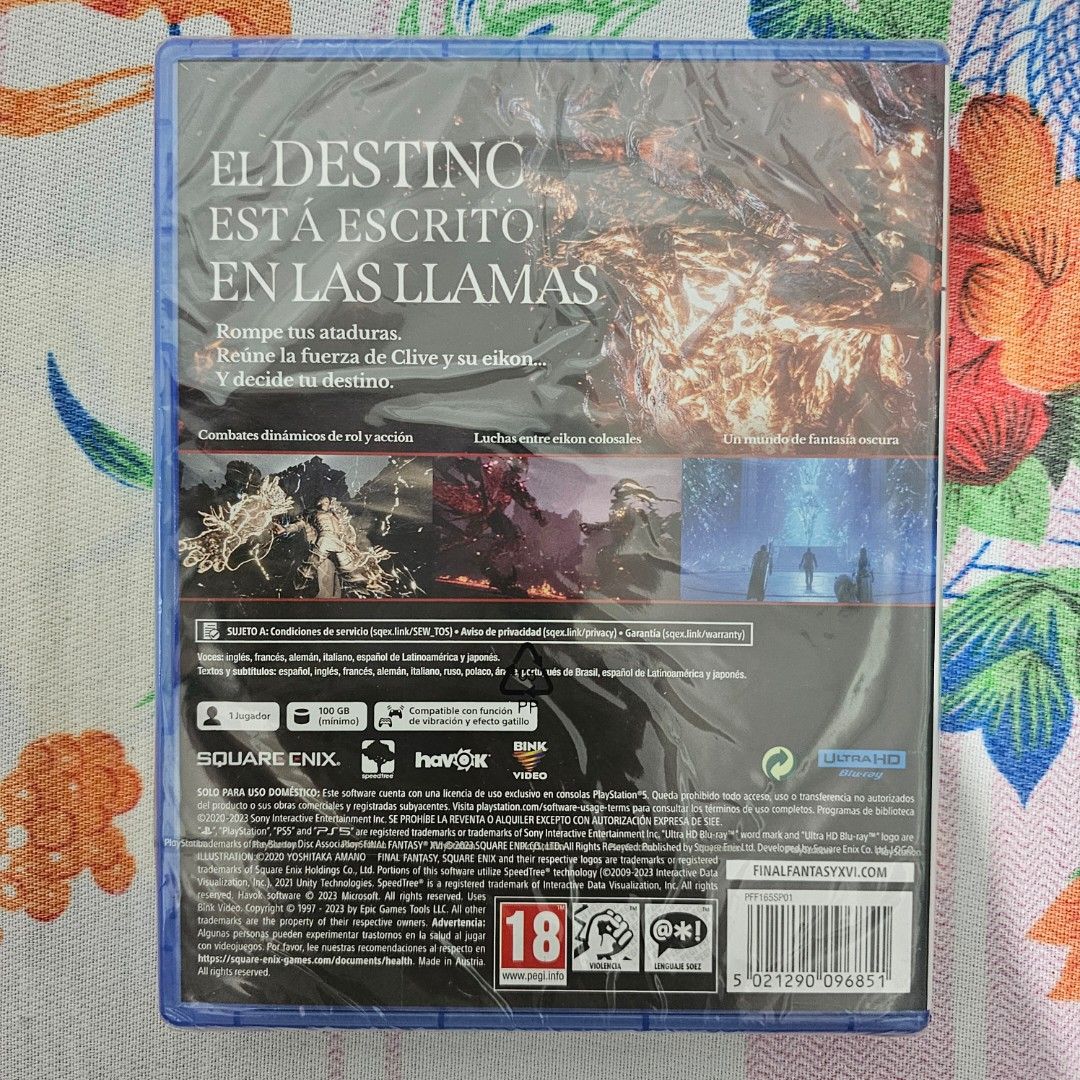 PS5 Final Fantasy XVI (Category: PlayStation) located in Daraga. Submitted by namikazeloves (Listing ID 1367506285, Image 2). Description: ☆Selling Playstation 5 game [FINAL FANTASY XVI] FOR SALE ONLY☆ ●Unopened, still in pristine condition ●Can send realtime photos when interested, but can't ask to open the game becaused it still sealed. RFS: Decluttering Price: 1800 (fixed) + SF to be shouldered by the buyer Location: ALBAY (Can meetup within D