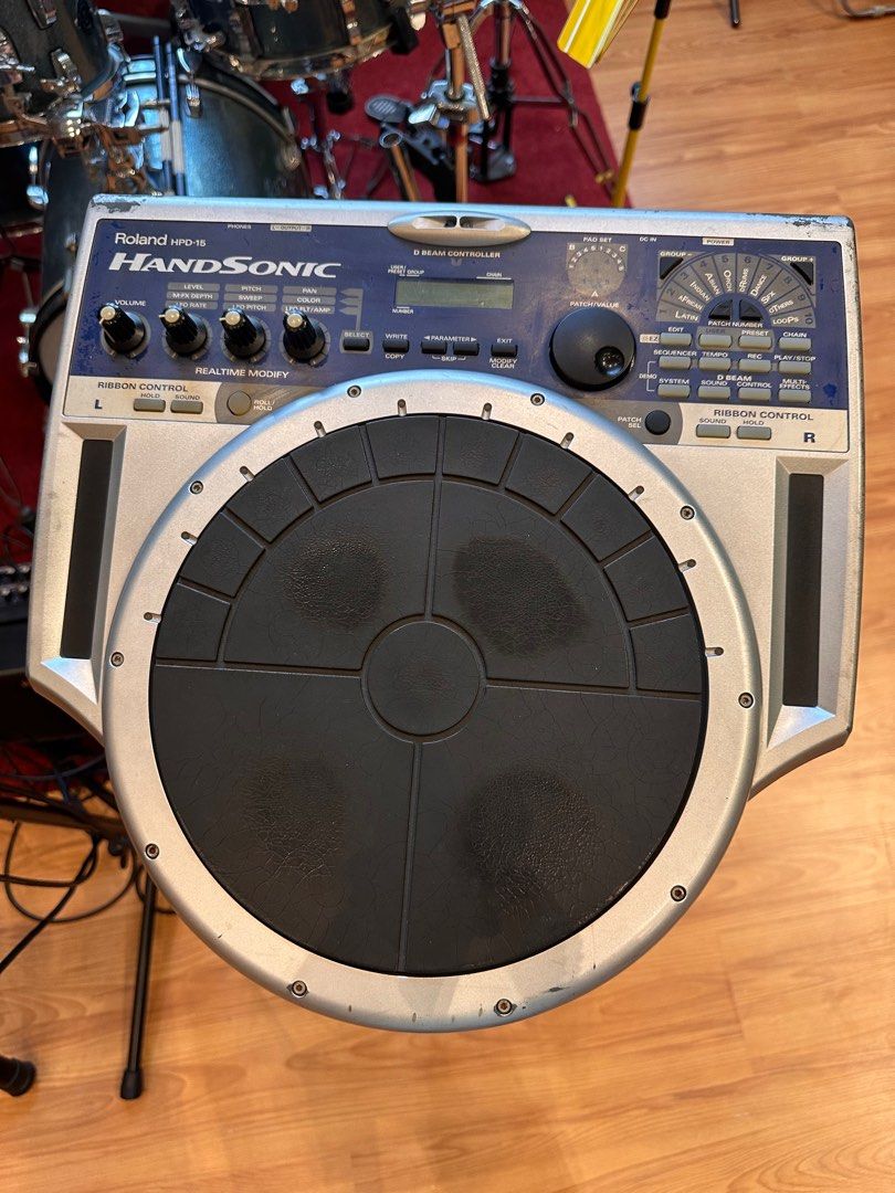 Roland Handsonic HPD-15 with Bag/Stand (Category: Musical Instruments) located in Taguig. Submitted by mikecons (Listing ID 1367659959, Image 2). Description: Used Roland HandSonic HPD-15 in great working condition. The legendary ultimate electronic percussions — a powerful, expressive digital hand percussion instrument with 600 onboard sounds, real-time control knobs, and responsive pads perfect for studio or live use. Battle scars as seen in pi